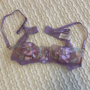 Honey Birdette Purple Floral Lace Bra